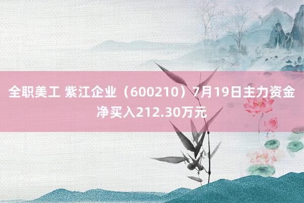 全职美工 紫江企业（600210）7月19日主力资金净买入212.30万元